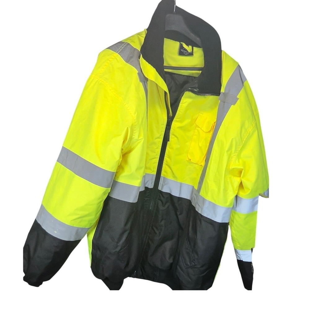 Work Safety Jacket Hi-Vis Vendace Mens 4XL Yellow Reflective Heavy Duty ANSI CL3